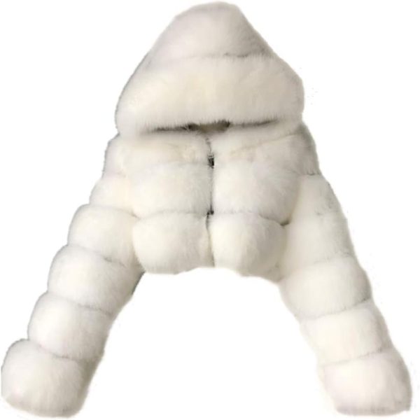 Women's Winter Parka Coat Long Sleeve Faux Fur Coat with Hooded Warm Short Overcoat Jacket