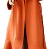 Women's Winter Wool Trench Coat Flare Fishtail Hem Loose Fit Warm Mid Long Overcoat with Belt