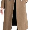 Women's Wool Trench Coats Warm Winter Pea Coat Double Breasted Mid-Long Overcoat Lapel Jackets