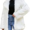 Winter Coats for Women Open Front Faux Fur Fluffy Cardigan Long Sleeve Outwear Shaggy Jacket Warm Soft Plush Clothes