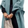 Womens Long Pea Coats Oversized Wrap Wool Blend Trench Coats Winter Open Front Cardigan Overcoats