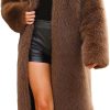 Long Faux Fur Coats for Women Open Front Cardigan Fuzzy Fleece Jacket Warm Winter Coats Fashion Outfits 2024