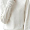 100% Merino Wool Sweaters for Women's Fall Winter Knitted Thick Pullover Long Sleeves Warm Turtleneck Simple(WQ708)