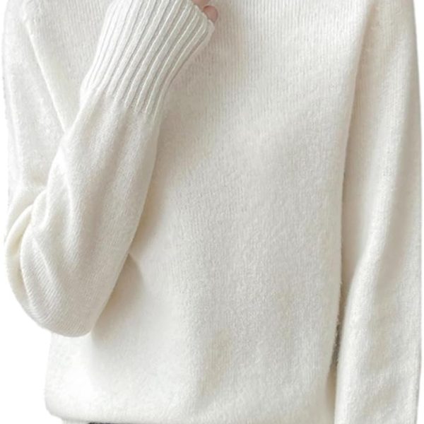 100% Merino Wool Sweaters for Women's Fall Winter Knitted Thick Pullover Long Sleeves Warm Turtleneck Simple(WQ708)