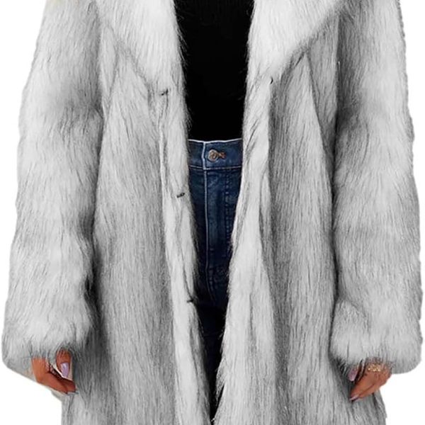 Womens Long Faux Fur Coat Oversized Loose Winter Jackets Trendy Luxury Trench Coat 2024 Open Front Lapel Outerwear
