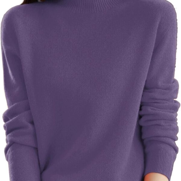Cashmere Sweaters for Women Half Turtleneck Long Sleeve Jumper Knitted Pullover Warm Cashmere Sweater Top