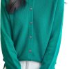 Women's Crewneck 100% Merino Wool Sweater 2026 Spring Fall Solid Long Sleeve Seamless Knitted Cardigan Sweater