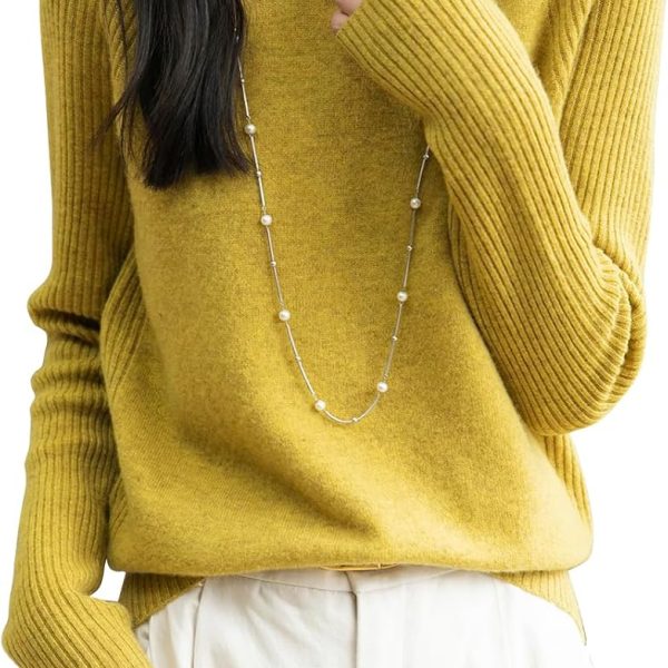 Women's Turtleneck 100% Merino Wool Sweater 2026 Fall Winter Classic Warm Soft Raglan Long Sleeve Knit Sweater