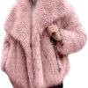 Women's Cropped Faux Fur Jacket Lapel Open Front Shaggy Furry Coat 2024 Winter Warm Fluffy Overcoat