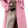 Womens Long Wool Coats Fall Winter Double Breasted Trench Coat Peacoat