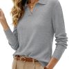 2026 Women's Wool Blend Sweaters, Long Sleeve Polo Shirts, V Neck Knitted Fall Tops