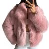 Women's Faux Fur Coat Fluffy Faux Fur Jacket Long Sleeve Lapel Furry Winter Jackets Shaggy Parka Short Coat