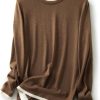 Women's Merino Wool Blend Sweater Fall Winter Fake Two Piece Color Block Shirt Crewneck Long Sleeve Knit Pullover