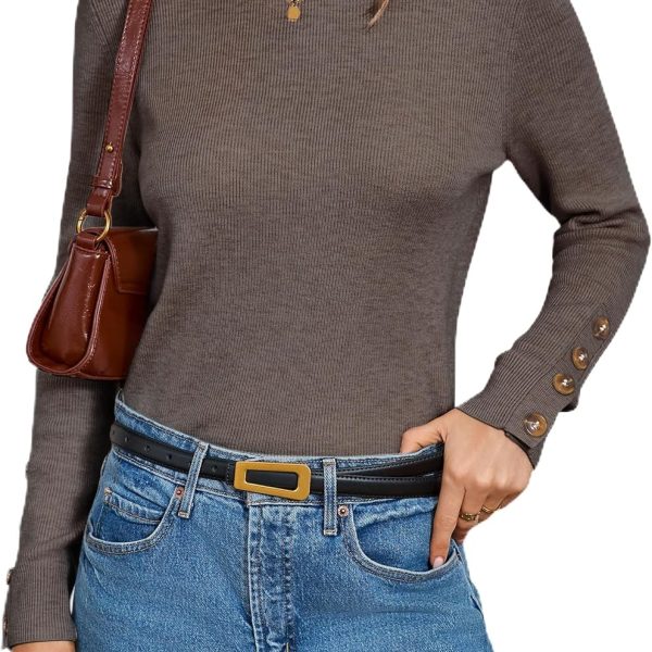 Women's Wool Blend Button-Cuff Fall Fashion Casual Sweaters