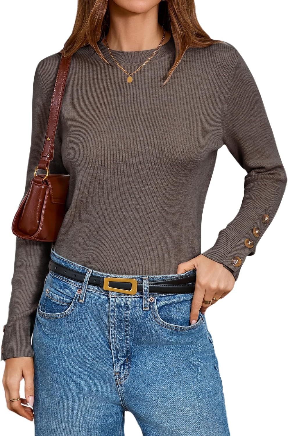 Women's Wool Blend Button-Cuff Fall Fashion Casual Sweaters